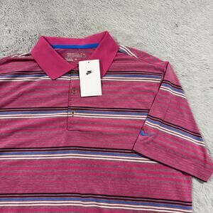Nike Golf Polo Shirt Mens Large Tour Performance Dri-Fit NWT HJ6886-618 Striped